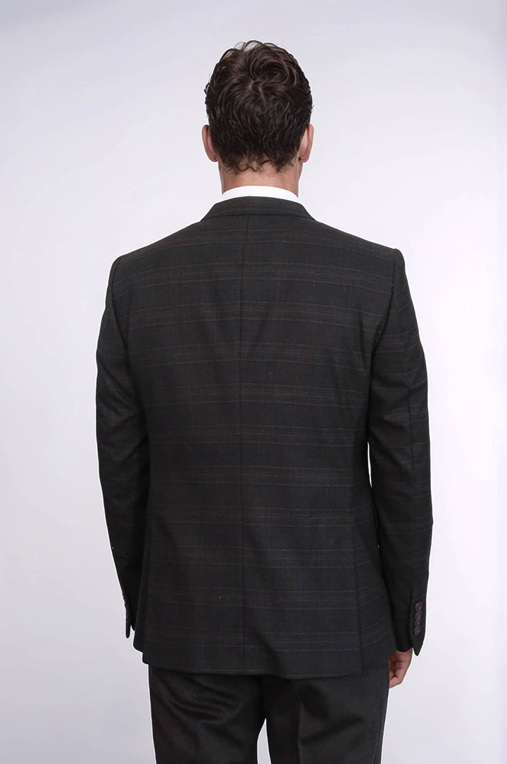 WSS Brown Plaid Men's Winter 3 Piece Suit  - Mount Vernon