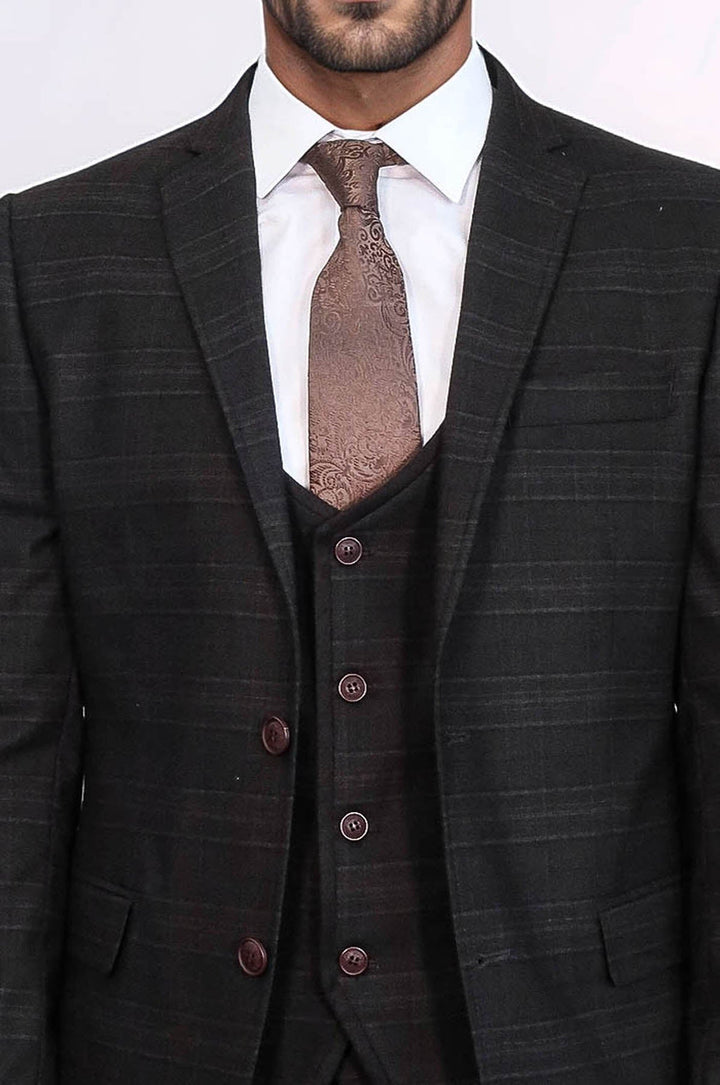 WSS Brown Plaid Men's Winter 3 Piece Suit  - Mount Vernon