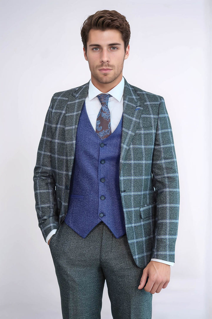 WSS Grey Blue Checked Suit  - Melchor Ocampo