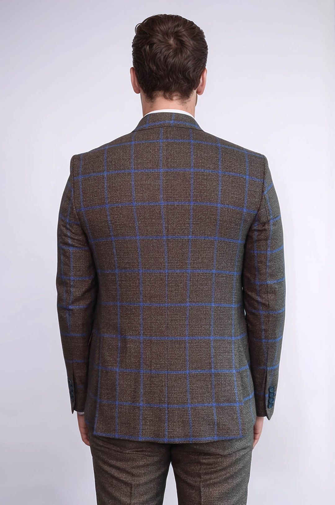 WSS Brown Blue Checked Suit  - Olhão