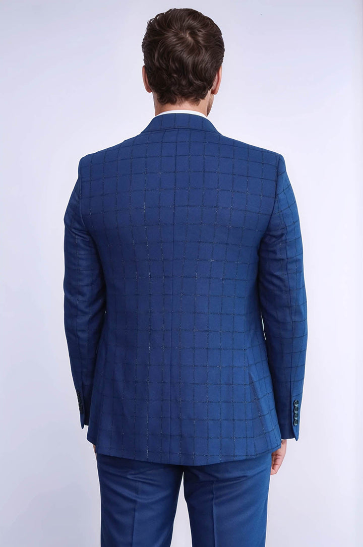 WSS Blue Vested Suit With Plaid Blazer  - Guasave
