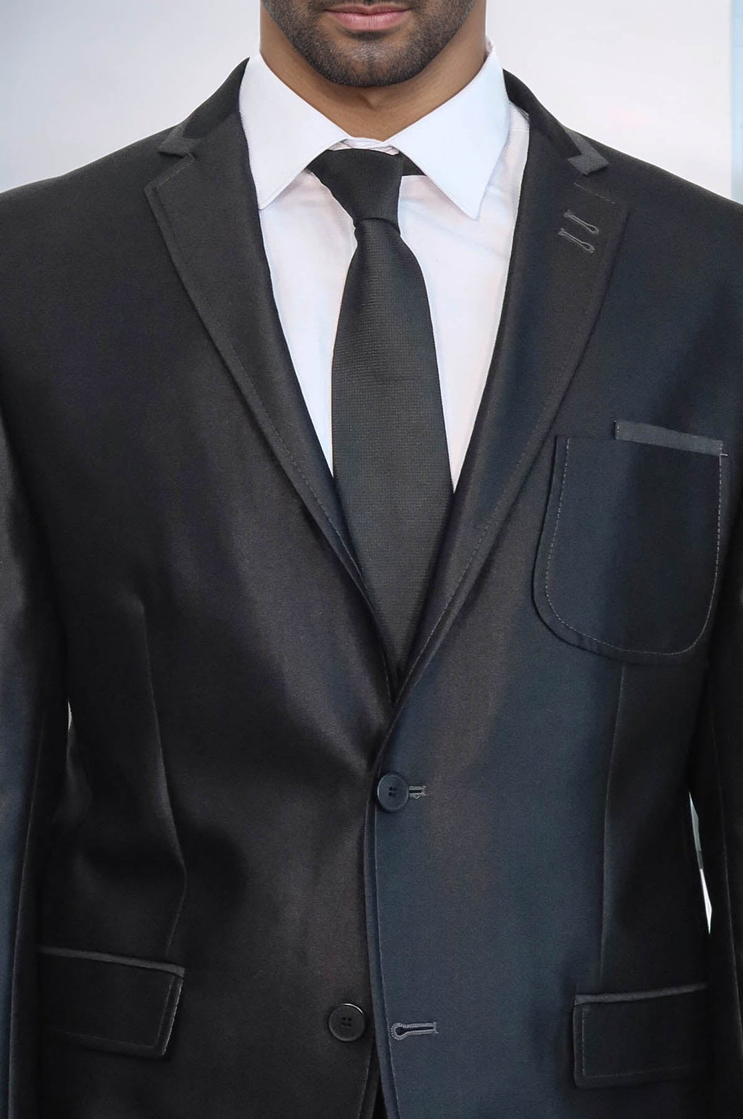 WSS Shiny Black Men Suit  - Shawnee