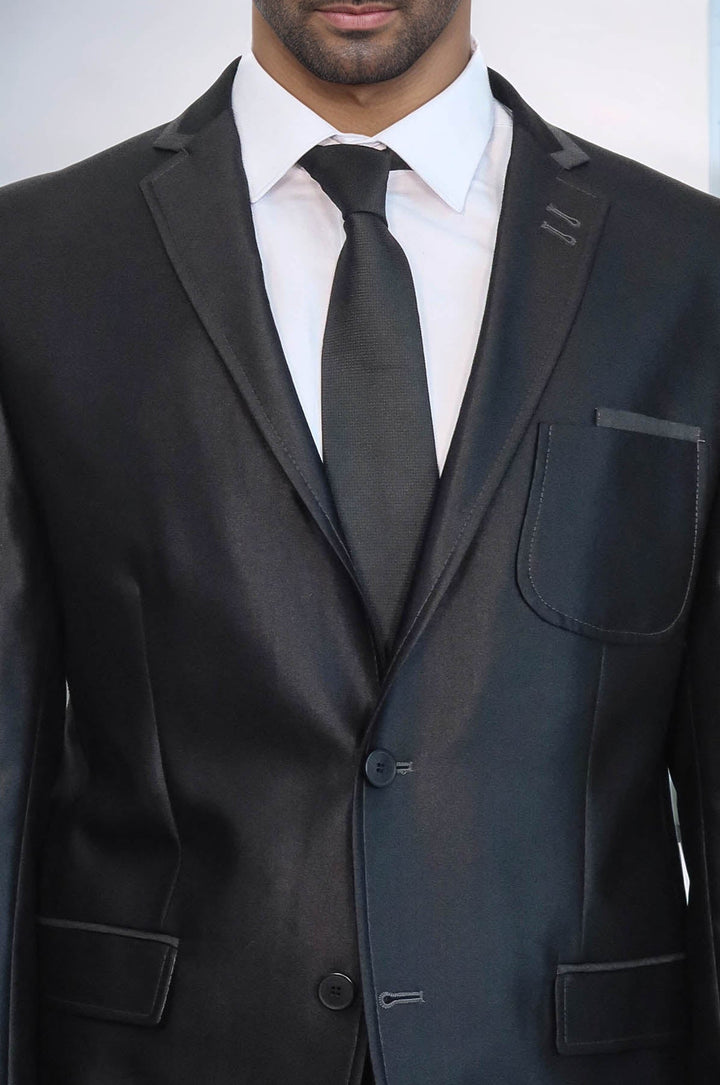 WSS Shiny Black Men Suit  - Shawnee