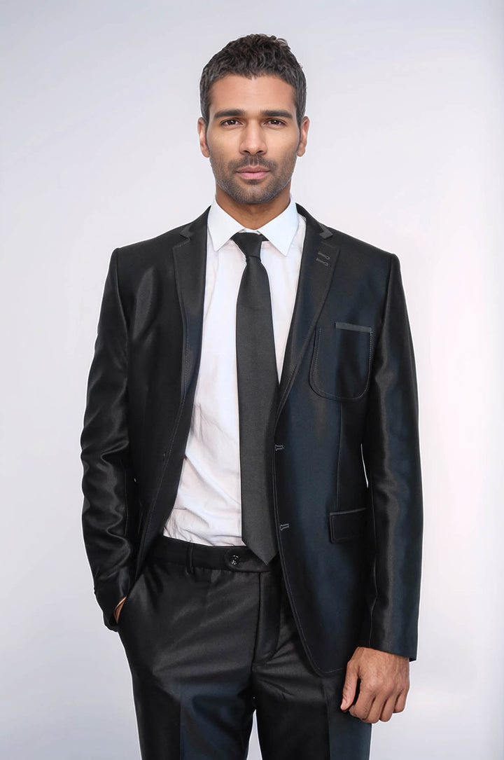 WSS Shiny Black Men Suit  - Shawnee