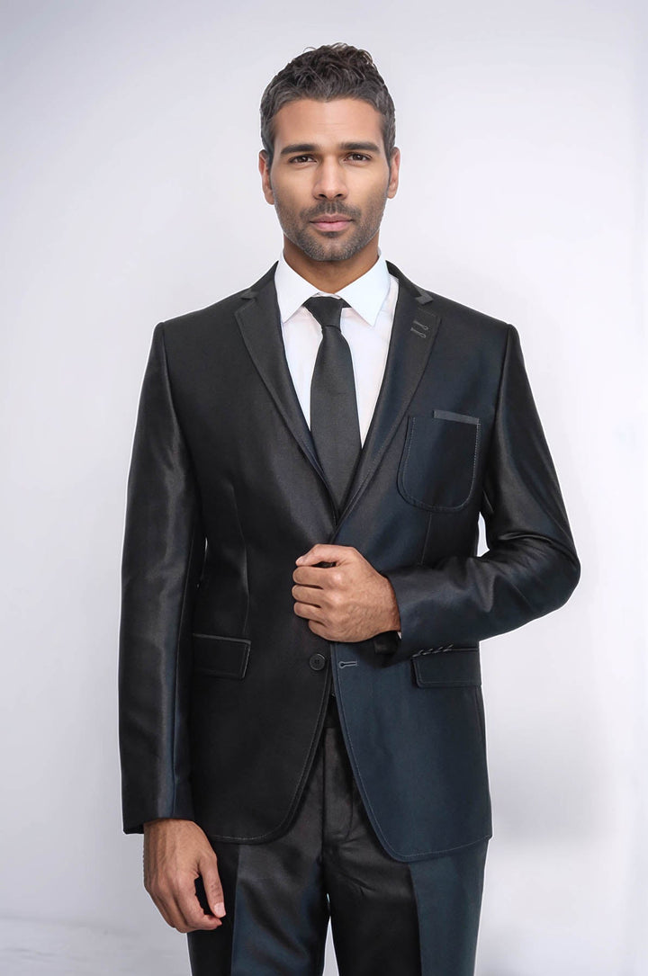 WSS Shiny Black Men Suit  - Shawnee