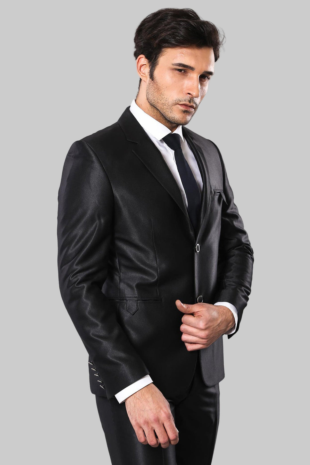 WSS Shiny Black Men's Suit  - Braintree