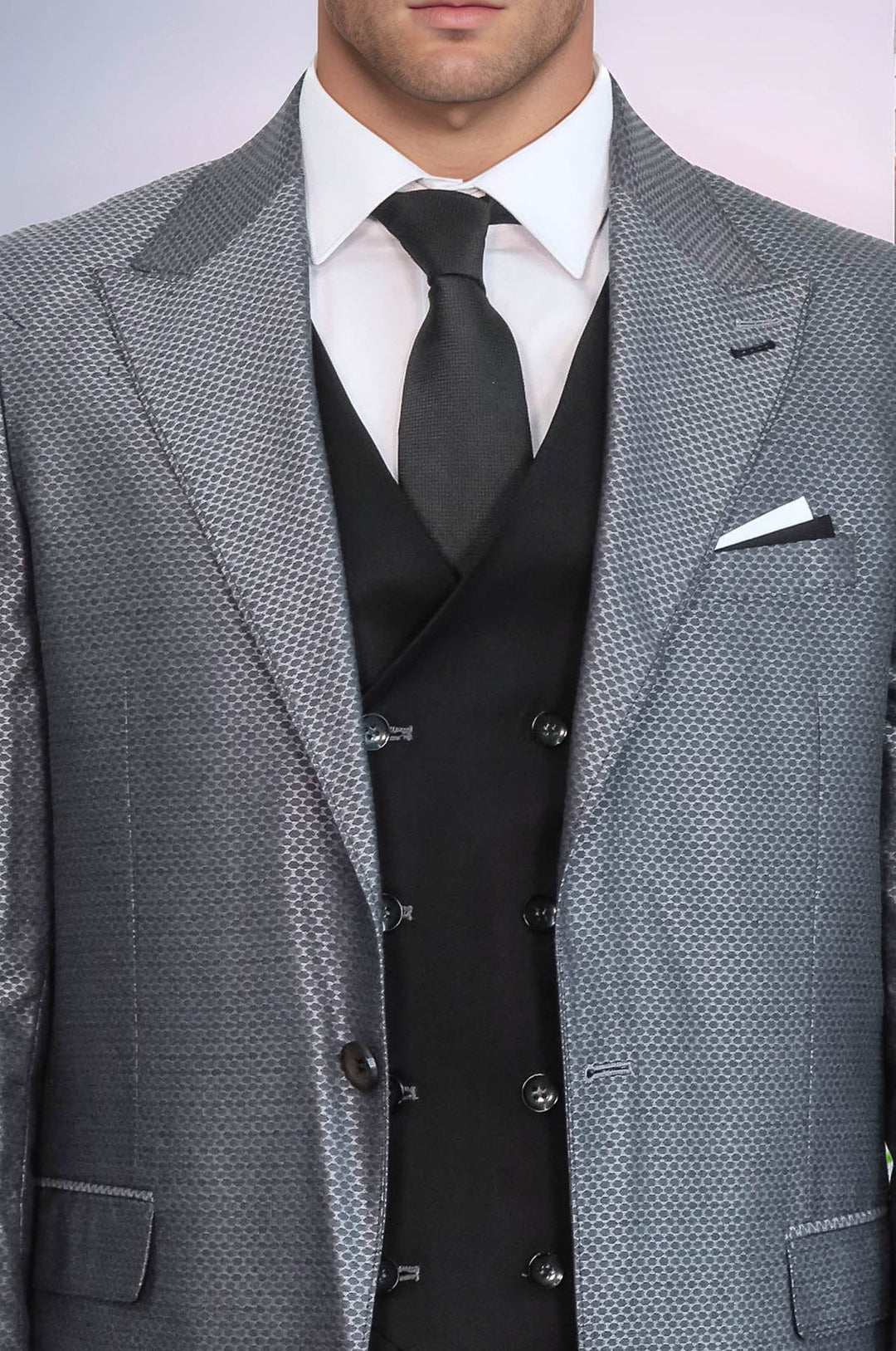 WSS Grey Jacket Combined Black Suit  - Pejë