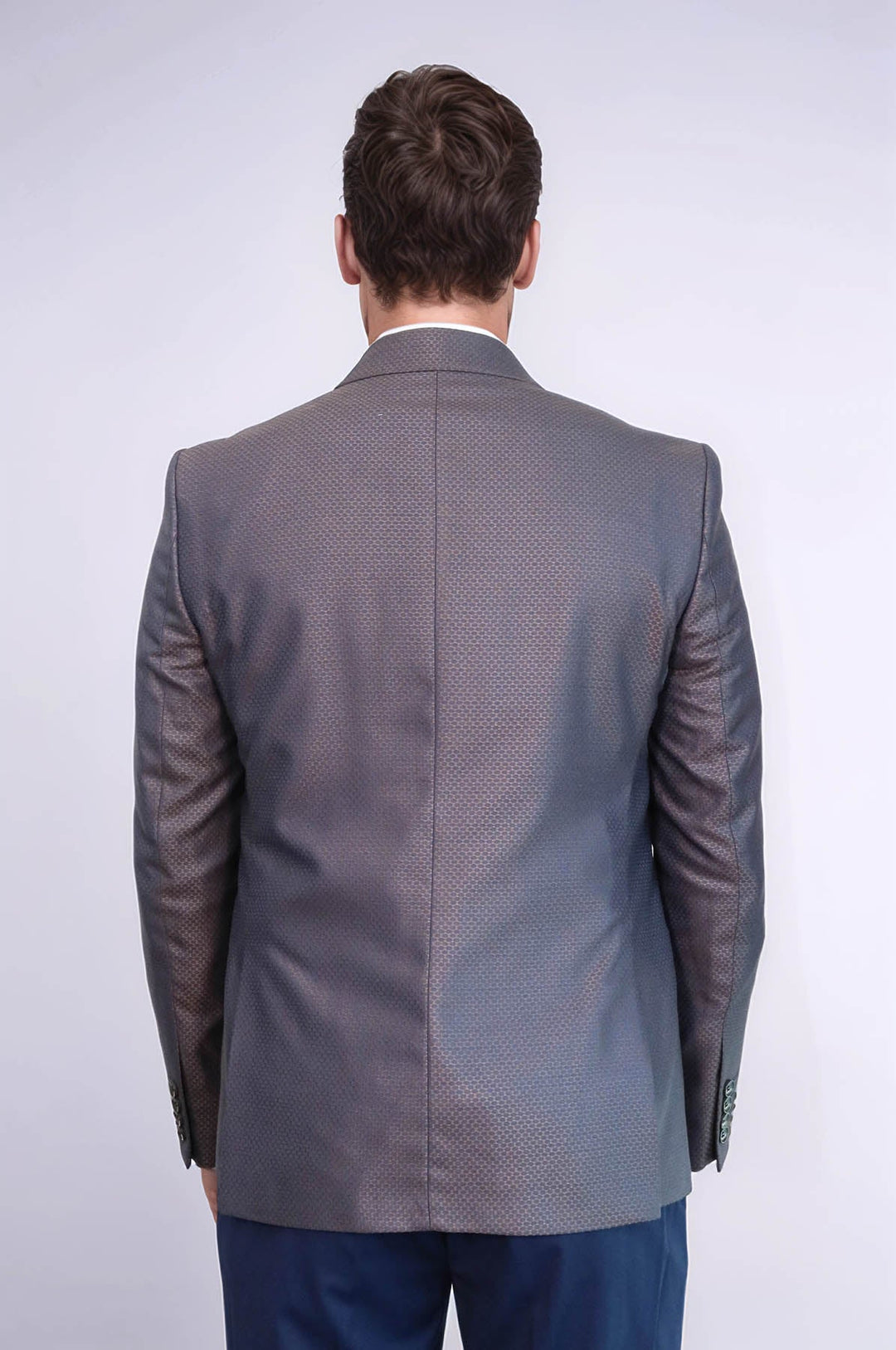 WSS Patterned Navy Blue Brown Men Suit  - Veghel