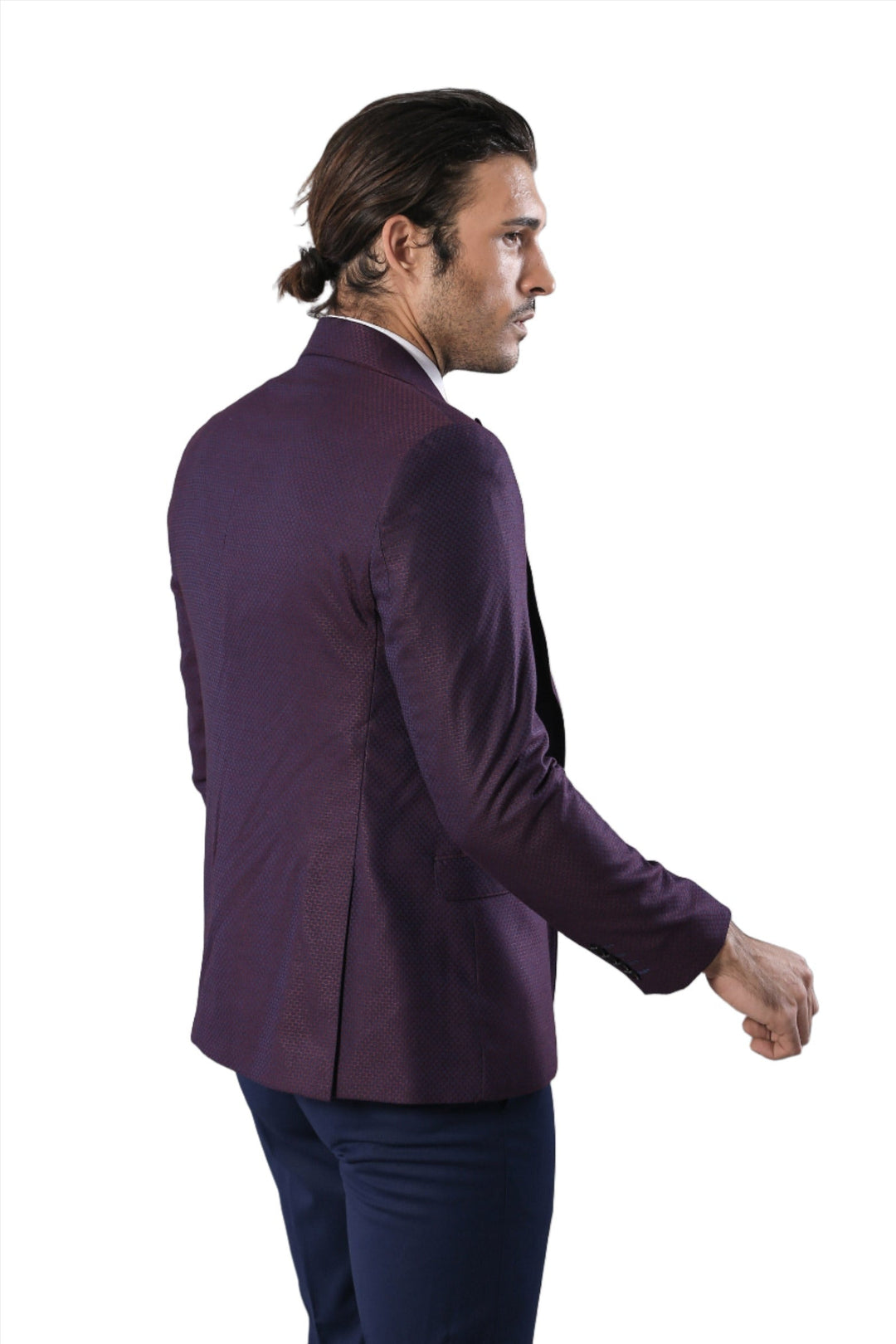 WSS Burgundy Jacket Combined Navy Blue Suit  - Temple