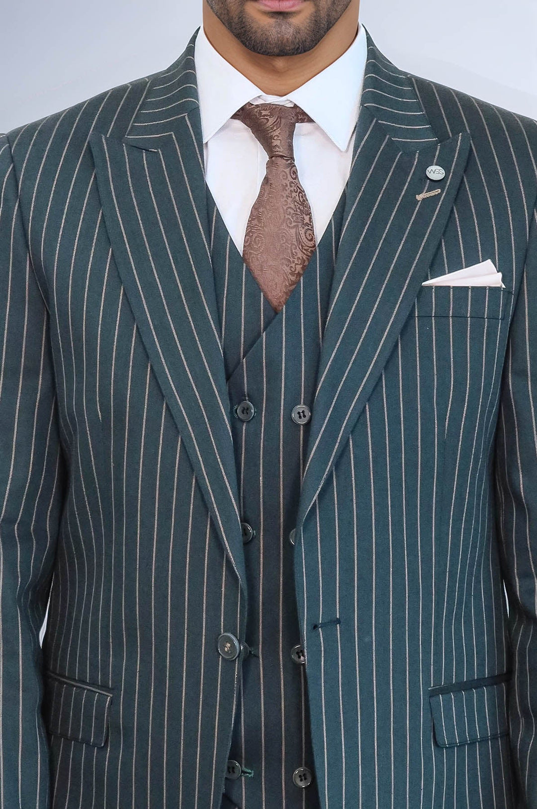 WSS Striped Jacket Green Men's Suit  - Yajalón