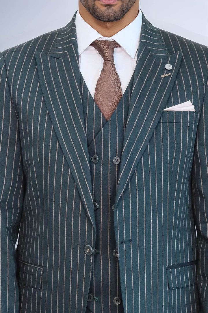 WSS Striped Jacket Green Men's Suit  - Yajalón