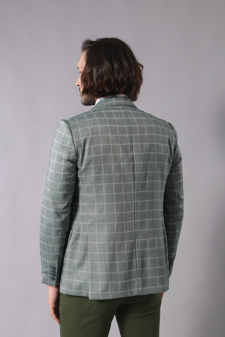 WSS Combined Vested Green Plaid Men's Suit  - Garden Grove