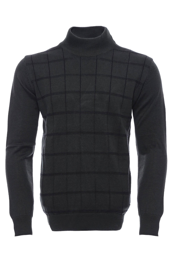 WSS Plaid Half Turtleneck Green Sweater  - Singen