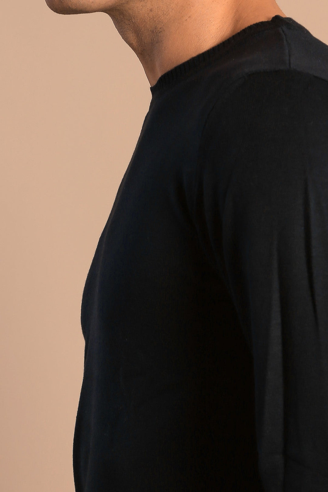 WSS Circle Neck Long Sleeves Slim Fit Black Men Knitwear - Redmond