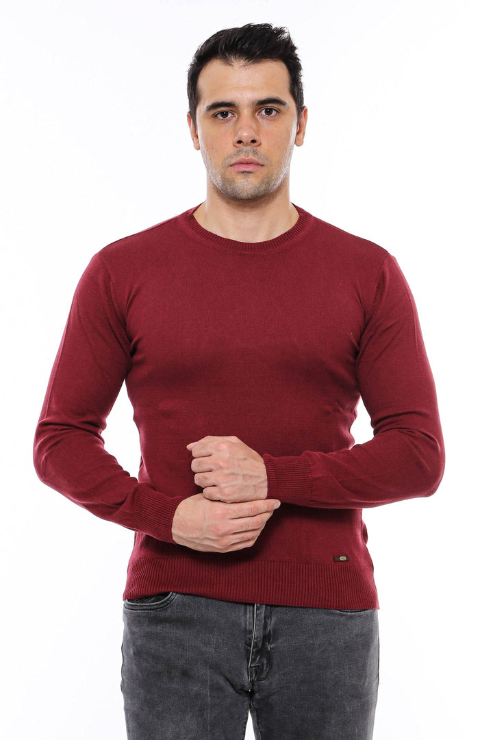 WSS Crew Neck Men's Burgundy Sweater  - Chur