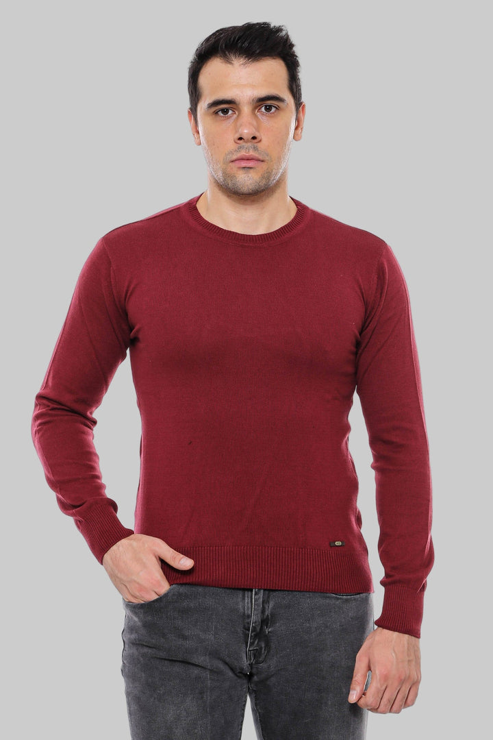 WSS Crew Neck Men's Burgundy Sweater  - Chur