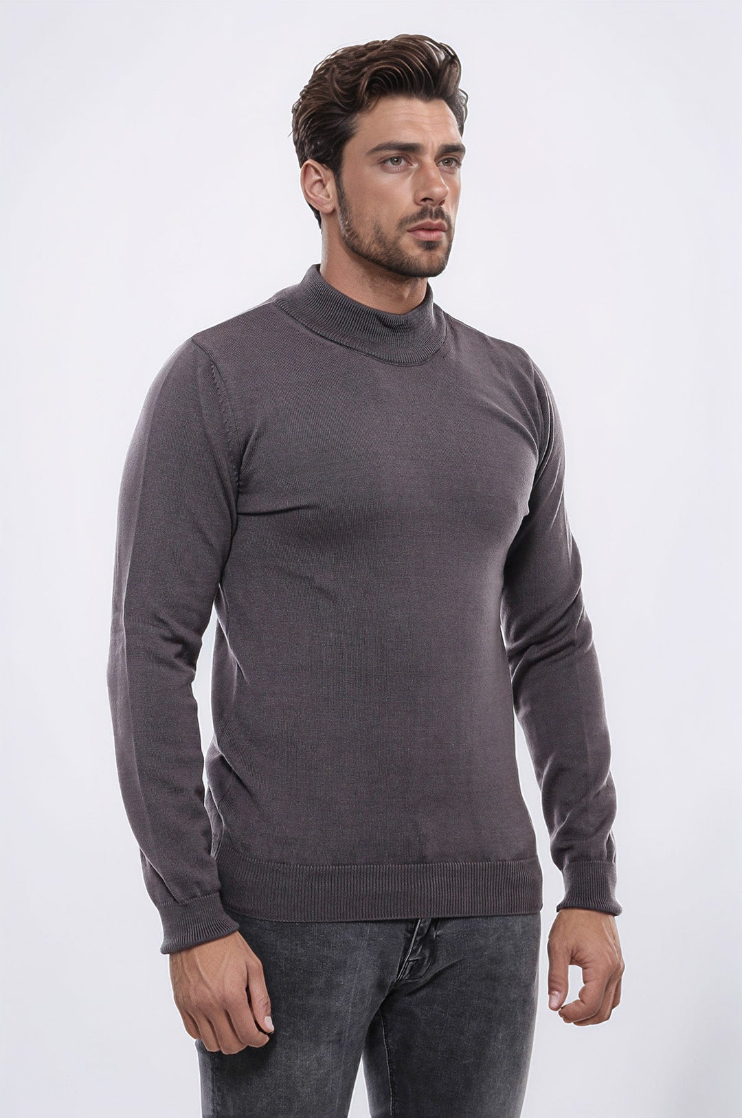 WSS Half Turtleneck Dark Grey Knitwear Sweater  - Avellino
