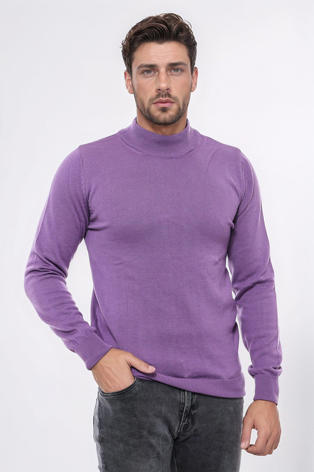 WSS Half Turtleneck Purple Knitwear Sweater  - Compiègne