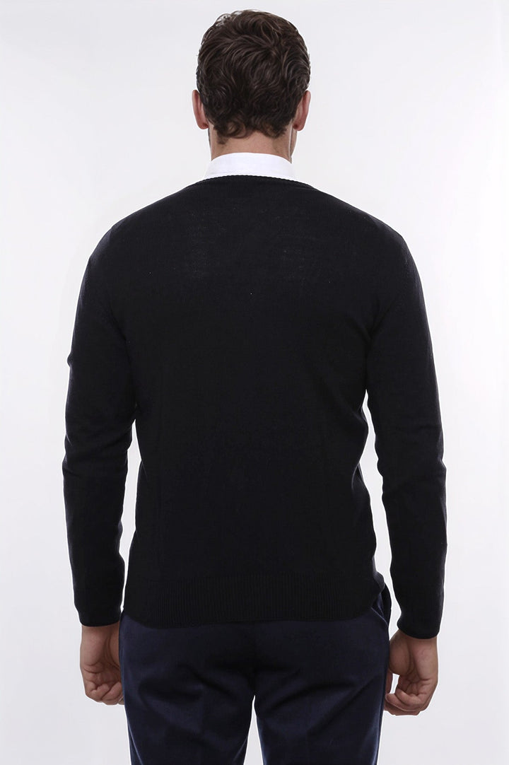 WSS V Neck Black Men's Sweater - Riverhead