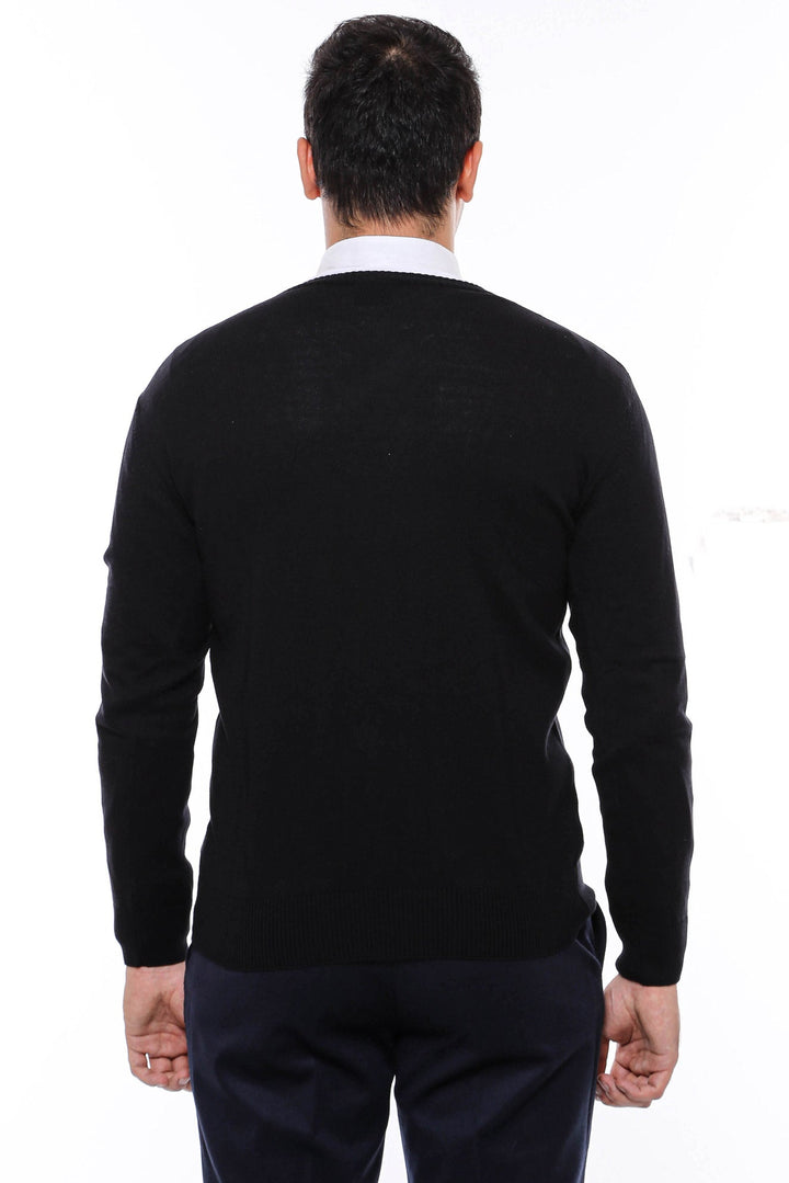 WSS V Neck Black Men's Sweater - Beaumont