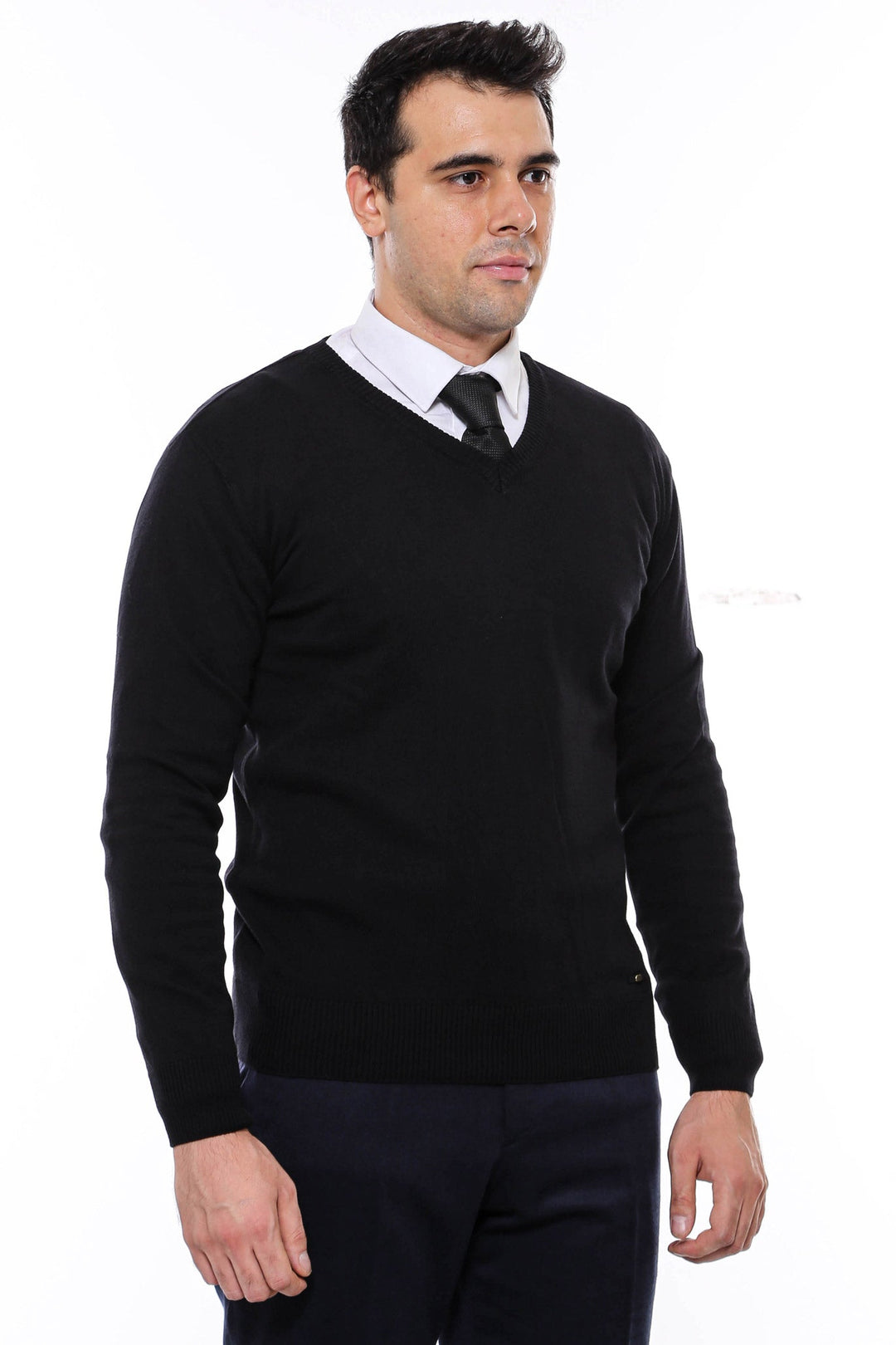 WSS V Neck Black Men's Sweater - Beaumont