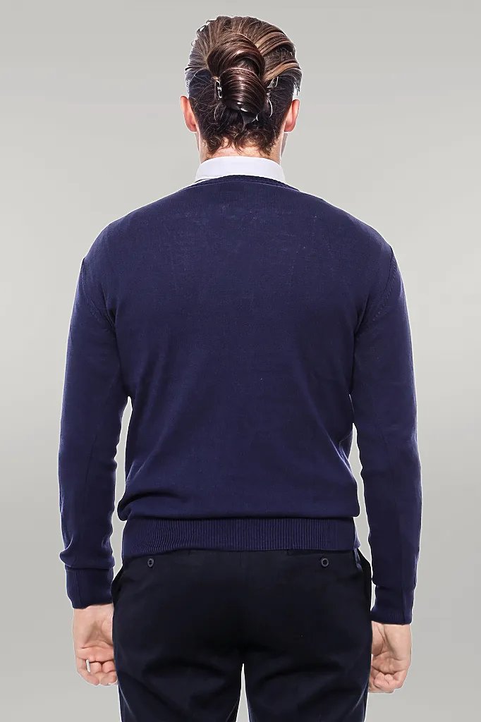 WSS V Neck Navy Blue Men Sweater  - Singen
