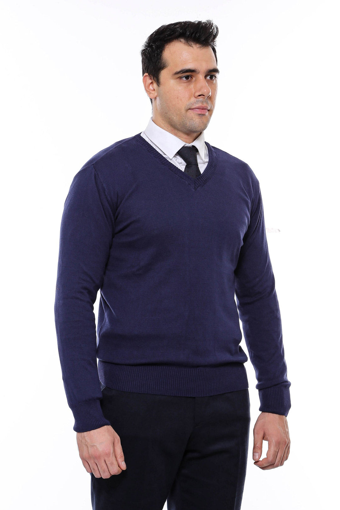 WSS V Neck Navy Blue Men Sweater  - Empoli