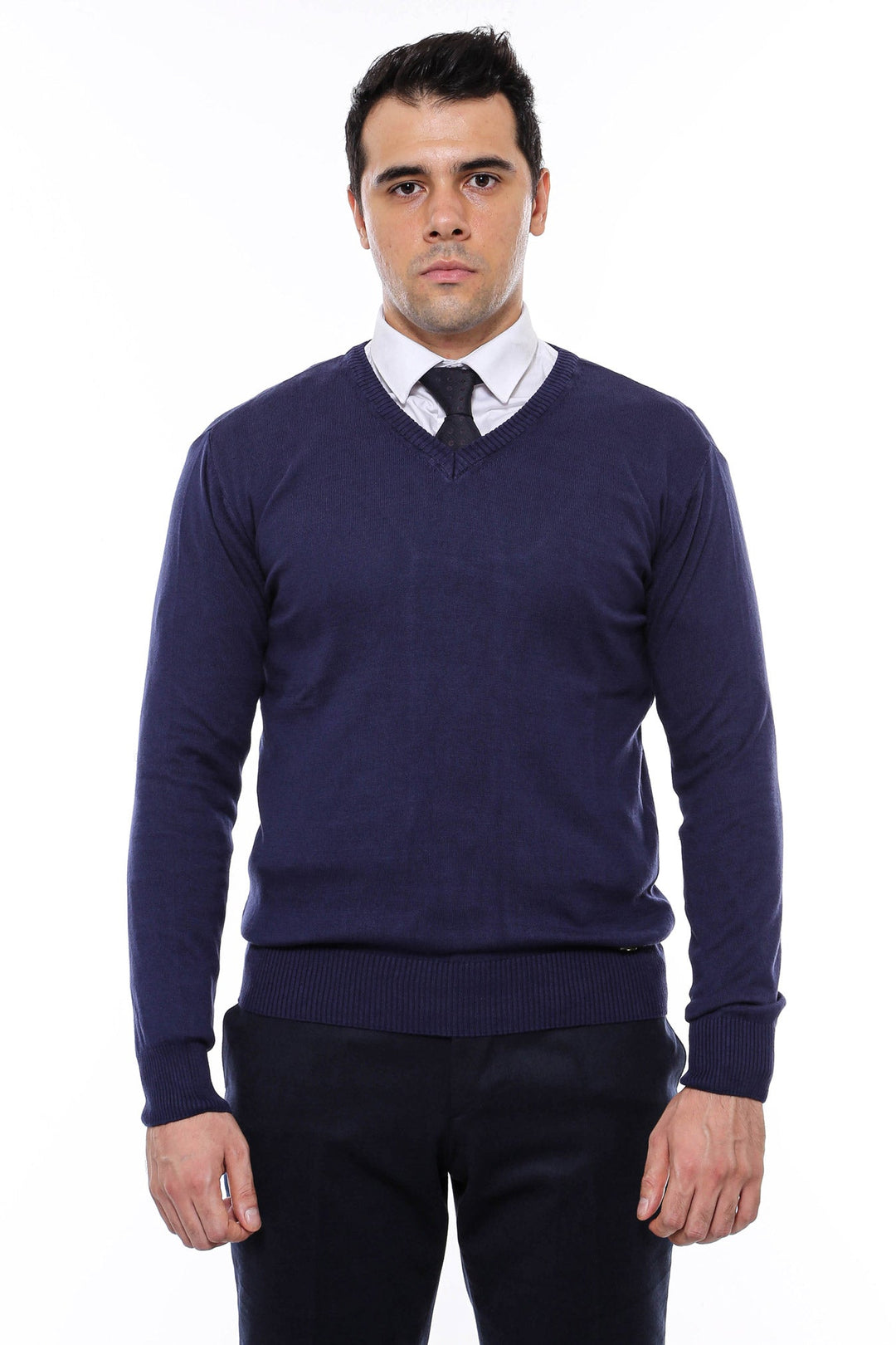 WSS V Neck Navy Blue Men Sweater  - Empoli