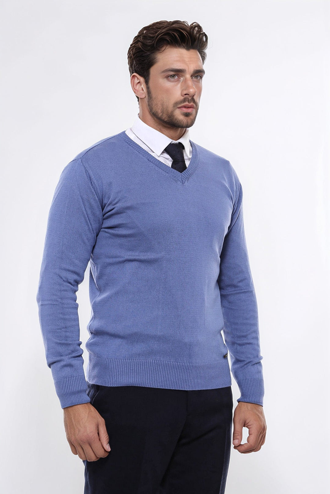 WSS V Neck Blue Men's Knitwear  - Chervonohrad