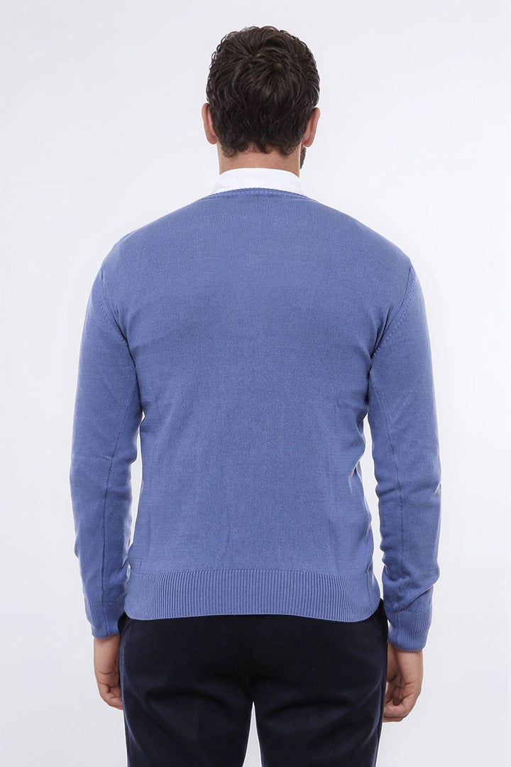 WSS V Neck Blue Men's Knitwear  - Chervonohrad