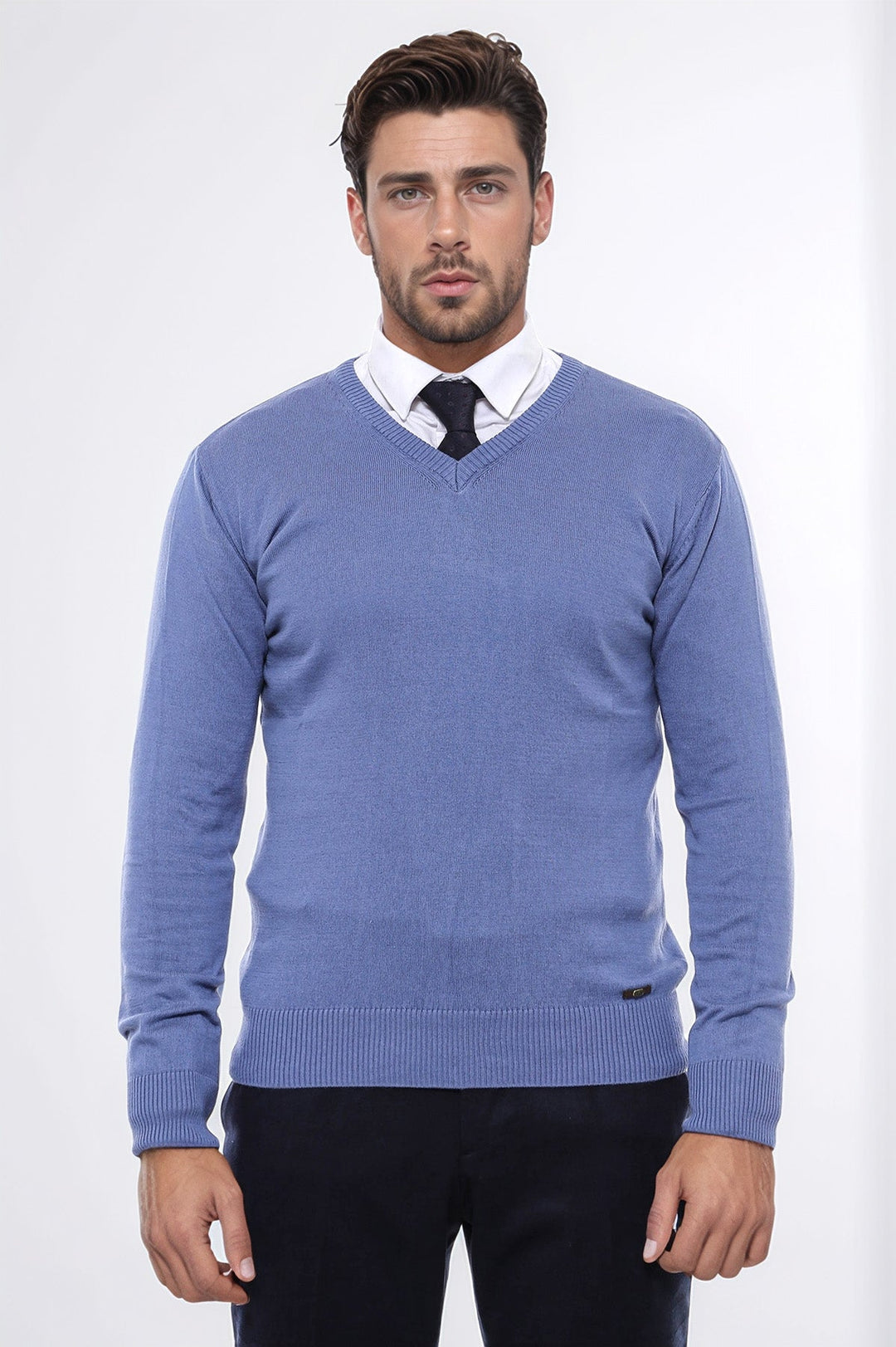 WSS V Neck Blue Men's Knitwear  - Chervonohrad