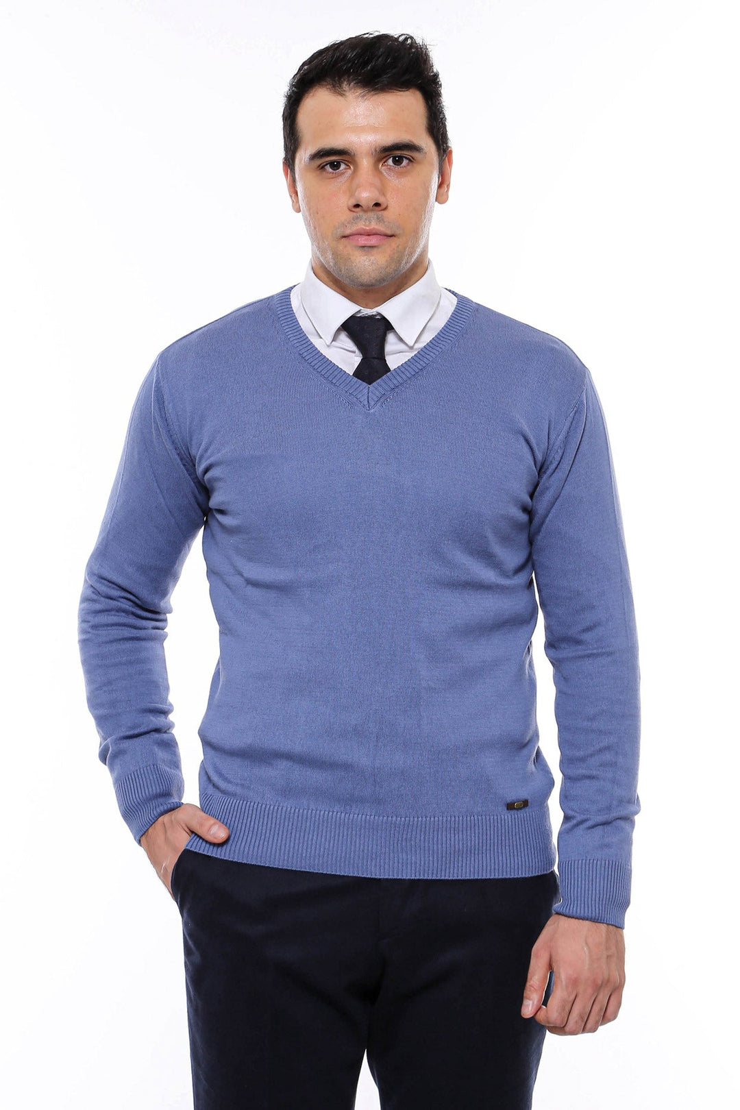 WSS V Neck Blue Men's Knitwear  - Oaxaca