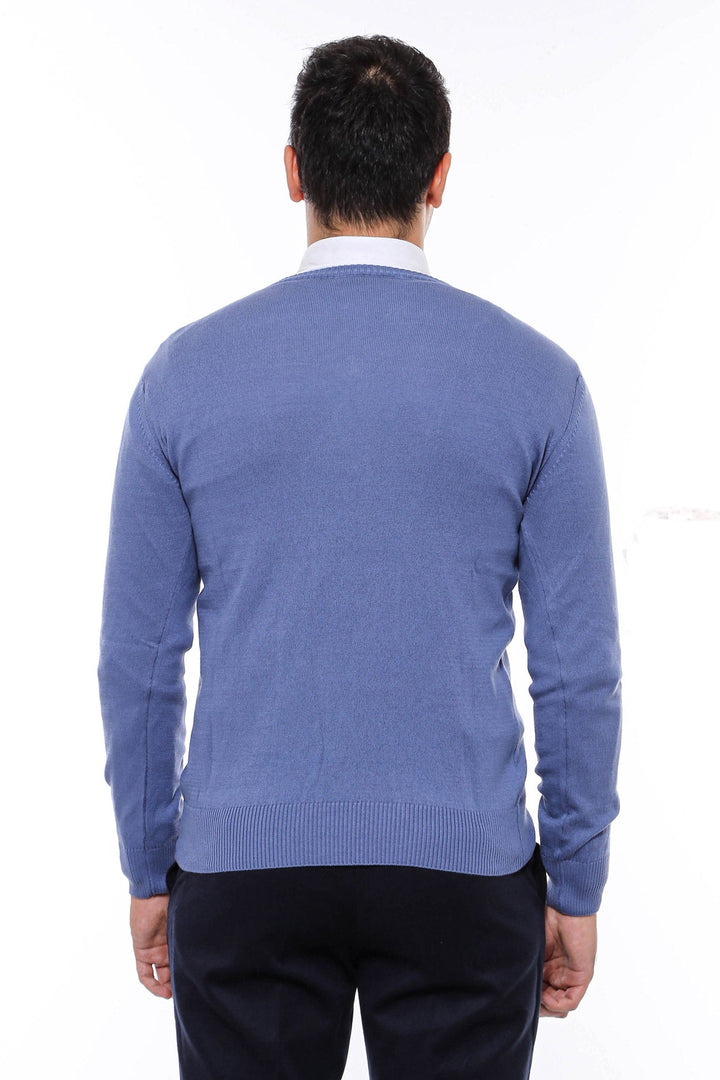 WSS V Neck Blue Men's Knitwear  - Oaxaca