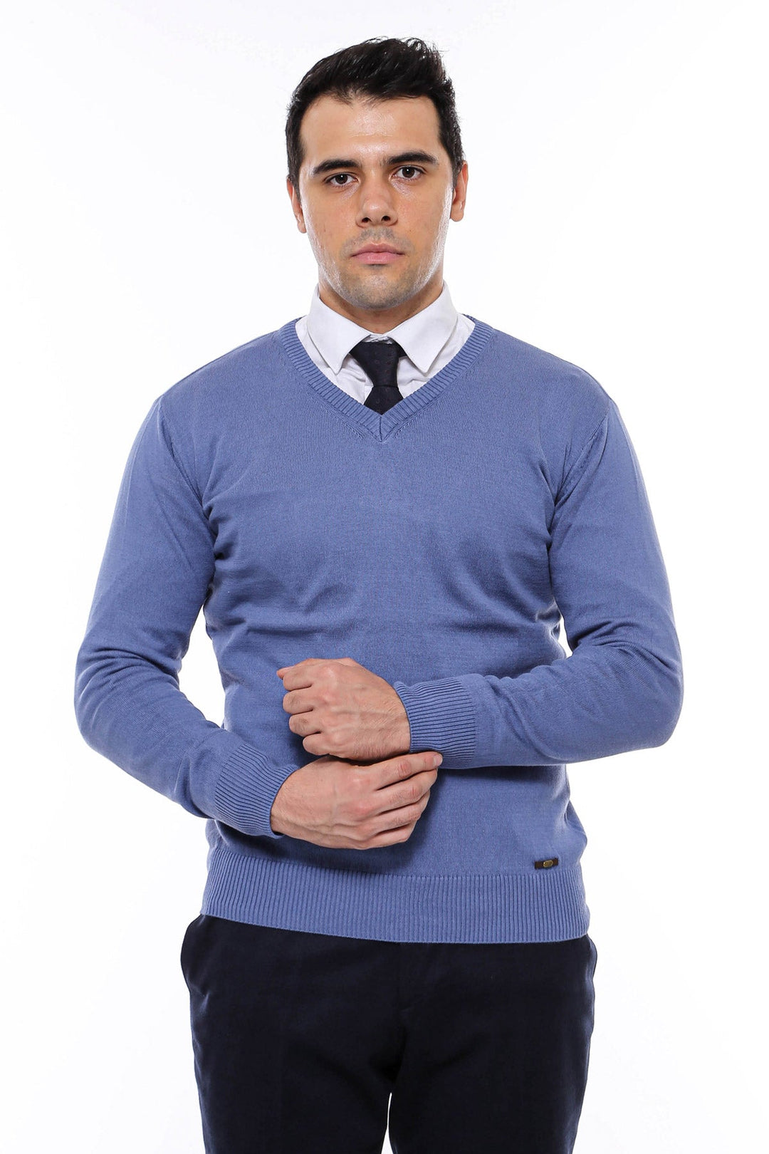 WSS V Neck Blue Men's Knitwear  - Oaxaca