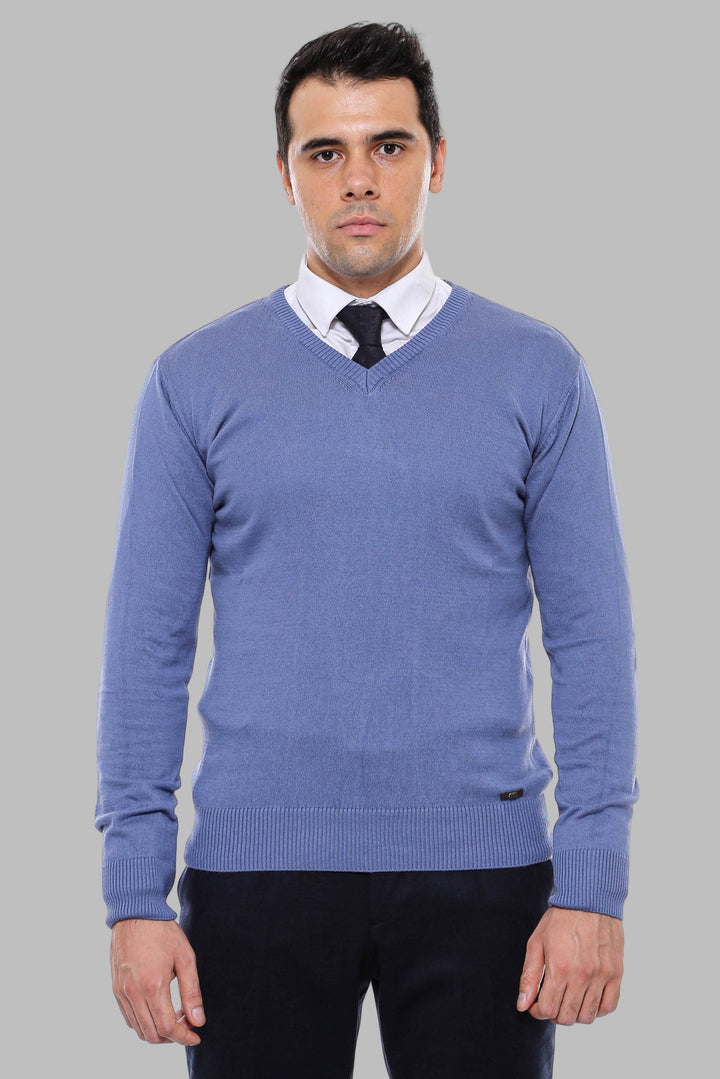 WSS V Neck Blue Men's Knitwear  - Oaxaca