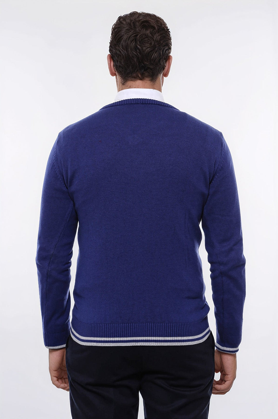 WSS Dark Blue V Neck Slim Fit Sweater  - Ciudad Benito Juárez