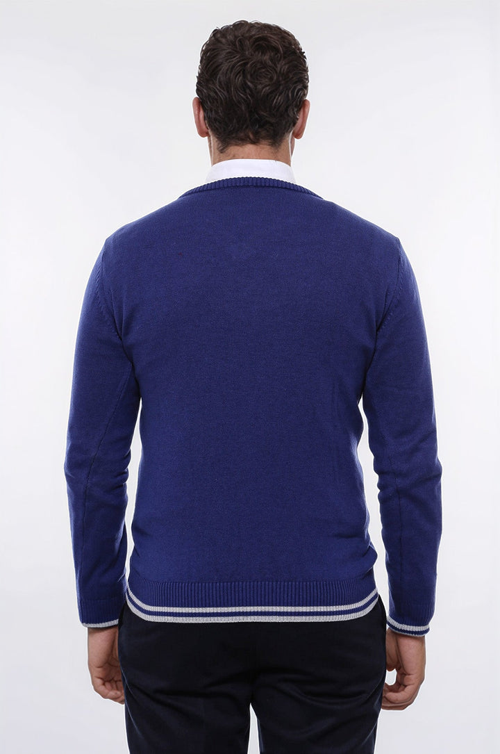 WSS Dark Blue V Neck Slim Fit Sweater  - Ciudad Benito Juárez