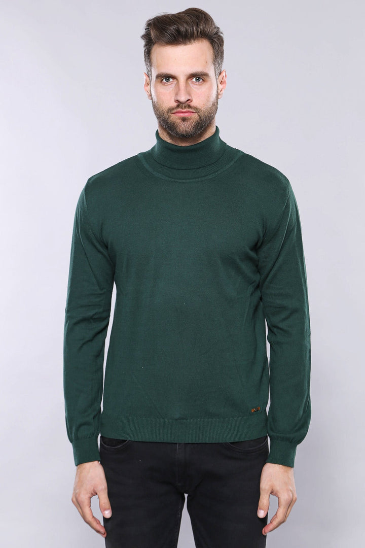 WSS Turtleneck Green Men Sweater  - San Bruno