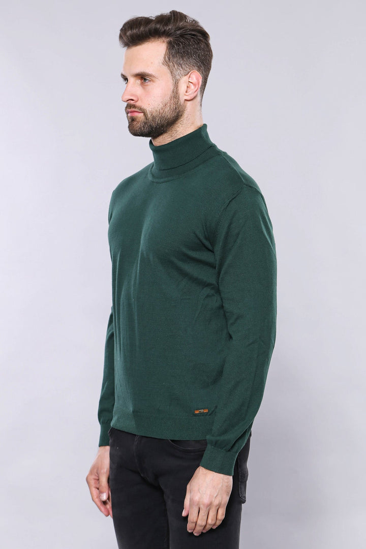 WSS Turtleneck Green Men Sweater  - San Bruno