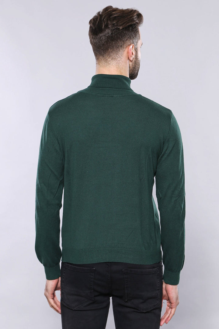 WSS Turtleneck Green Men Sweater  - San Bruno