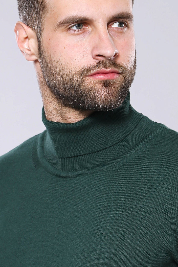 WSS Turtleneck Green Men Sweater  - San Bruno