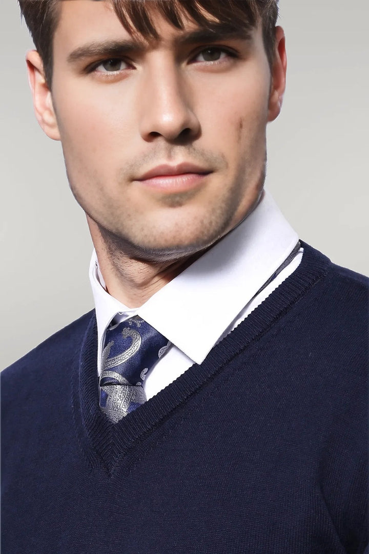 WSS V Neck Dark Blue Knitwear  - Singen