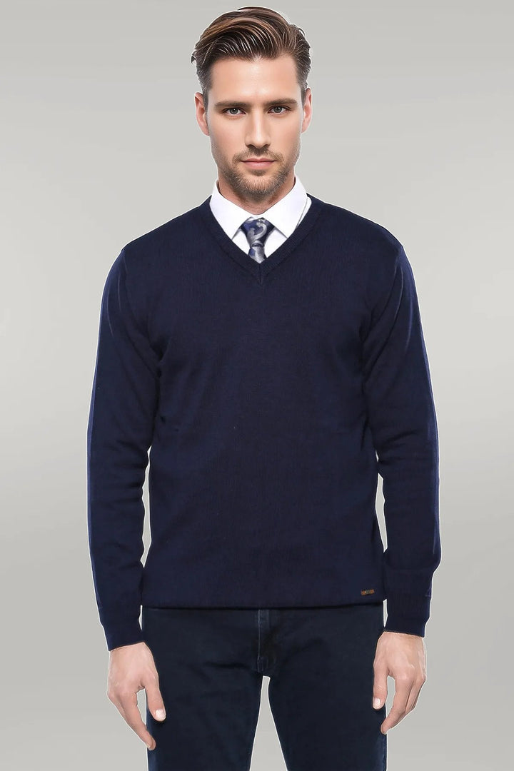 WSS V Neck Dark Blue Knitwear  - Singen