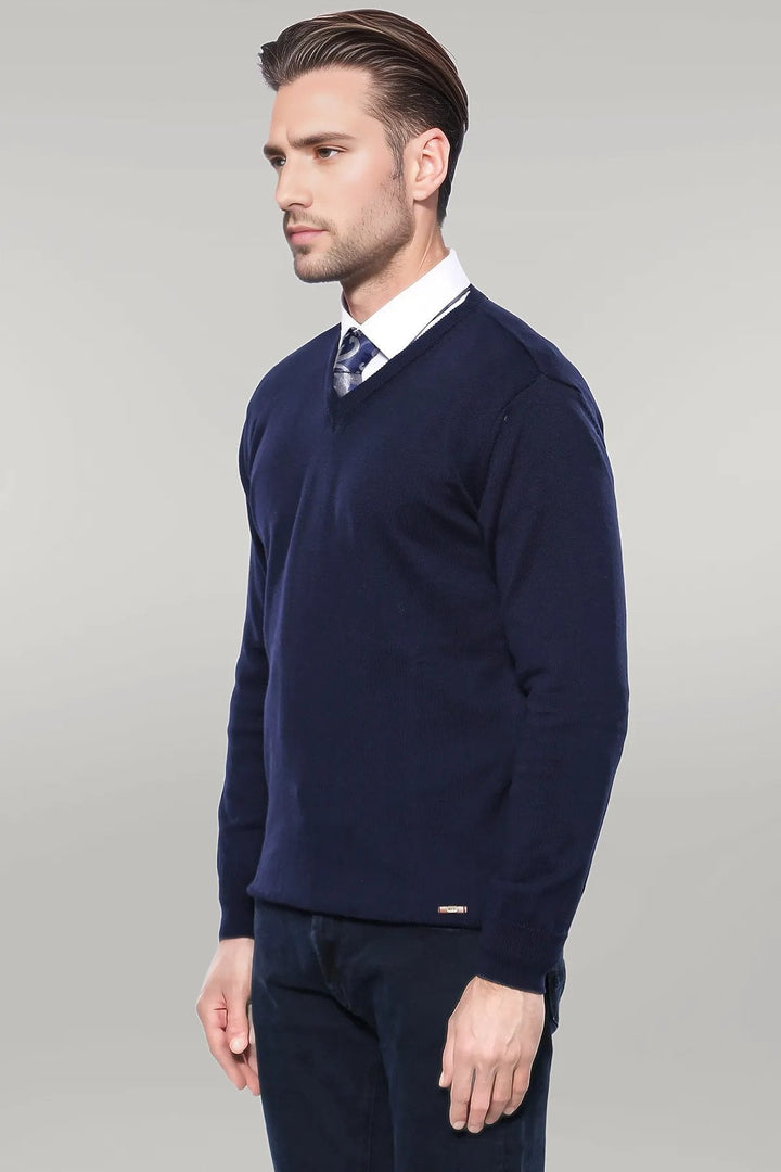 WSS V Neck Dark Blue Knitwear  - Singen