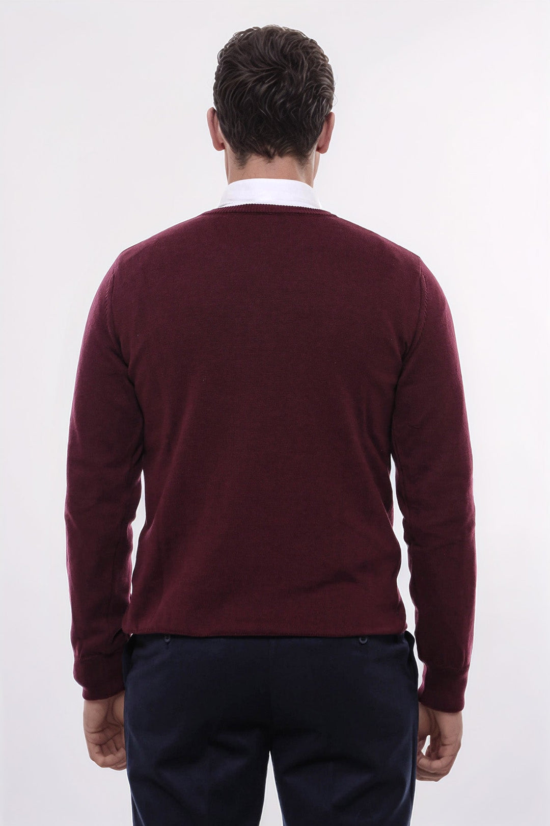 WSS V Neck Burgundy Men's Knitwear  - Geneva