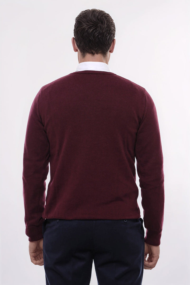 WSS V Neck Burgundy Men's Knitwear  - Geneva