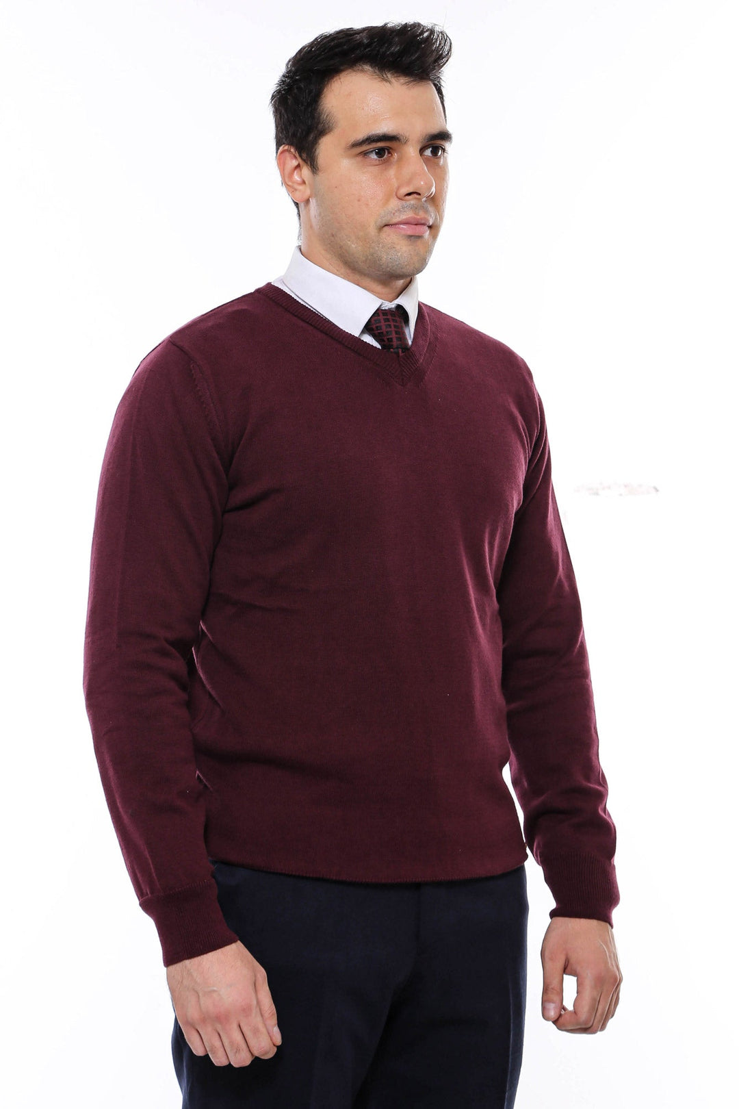 WSS V Neck Burgundy Men's Knitwear  - Avilés