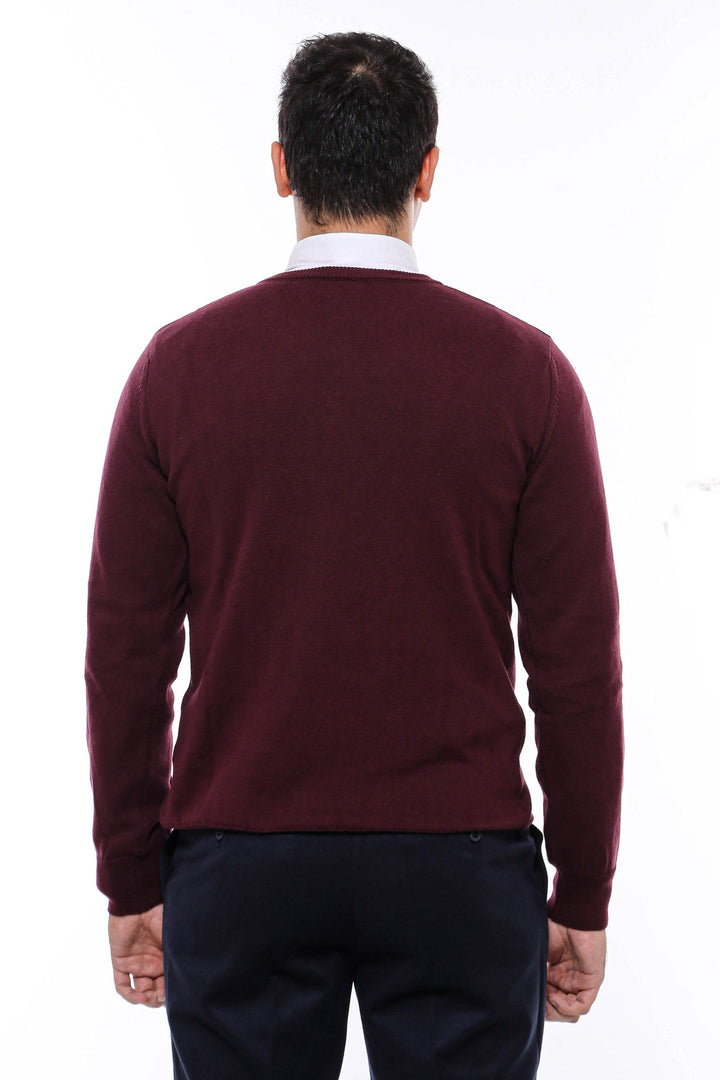 WSS V Neck Burgundy Men's Knitwear  - Avilés