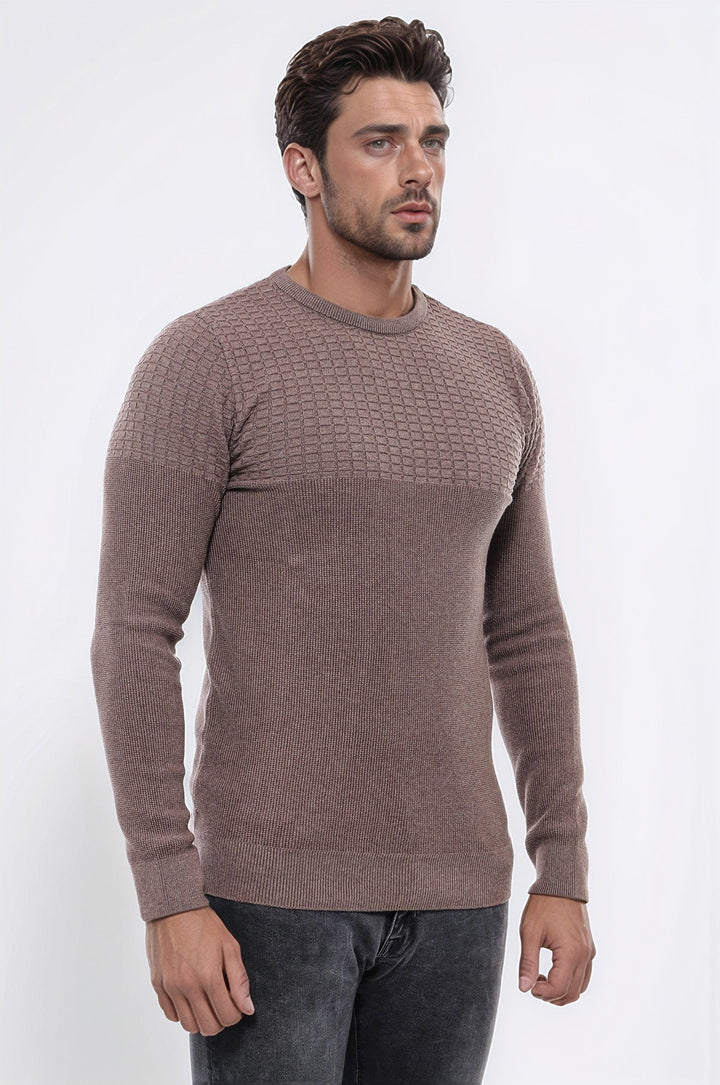 WSS Circle Neck Patterned Mink Men Knitwear  - Neuss
