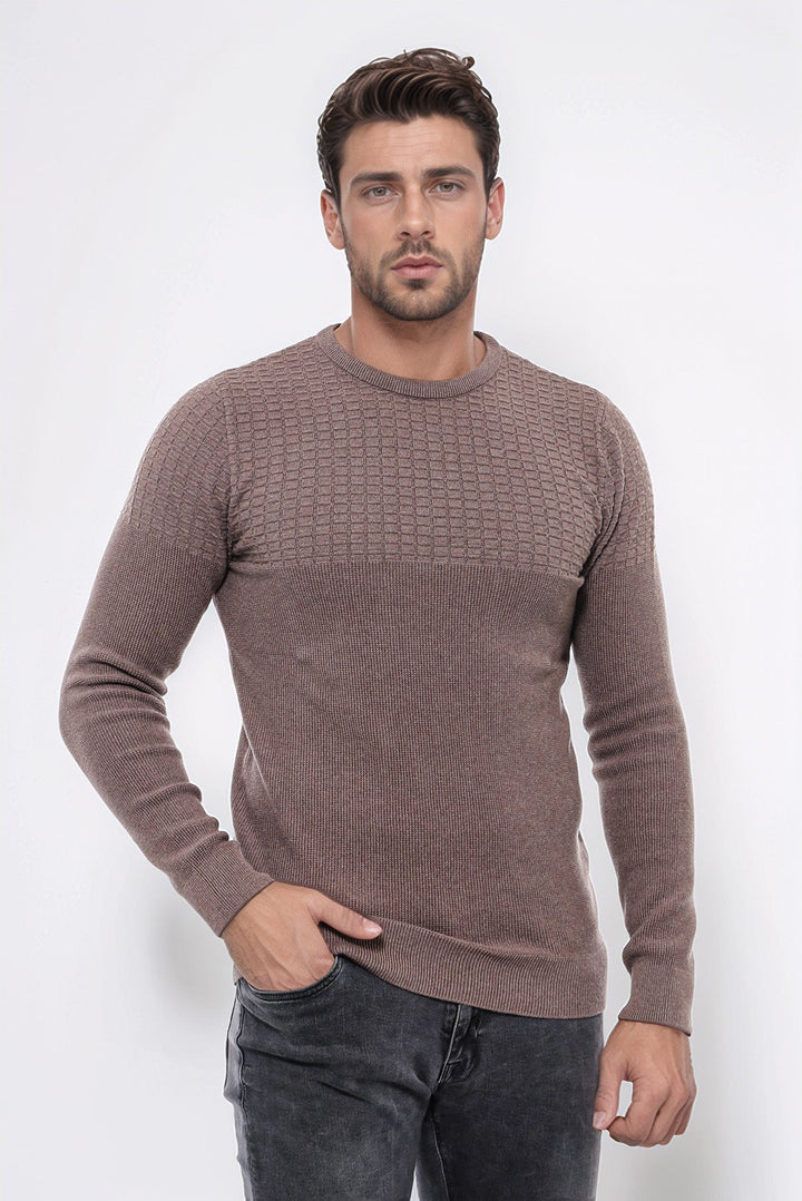 WSS Circle Neck Patterned Mink Men Knitwear  - Neuss